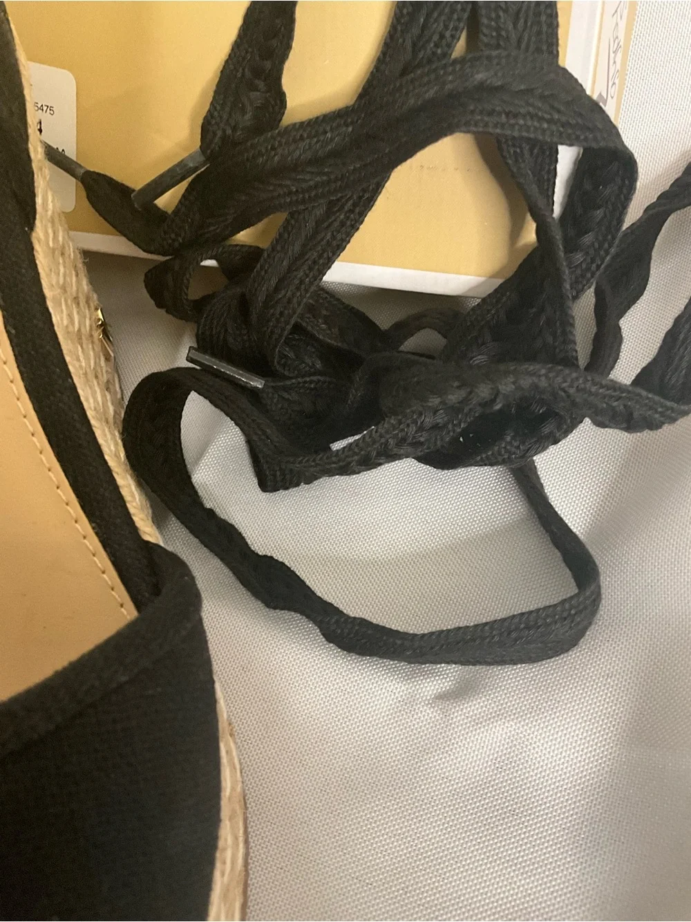 NWT MICHAEL Michael Kors Black Canvas Espadrille Lace-Up Wedges 6.5m